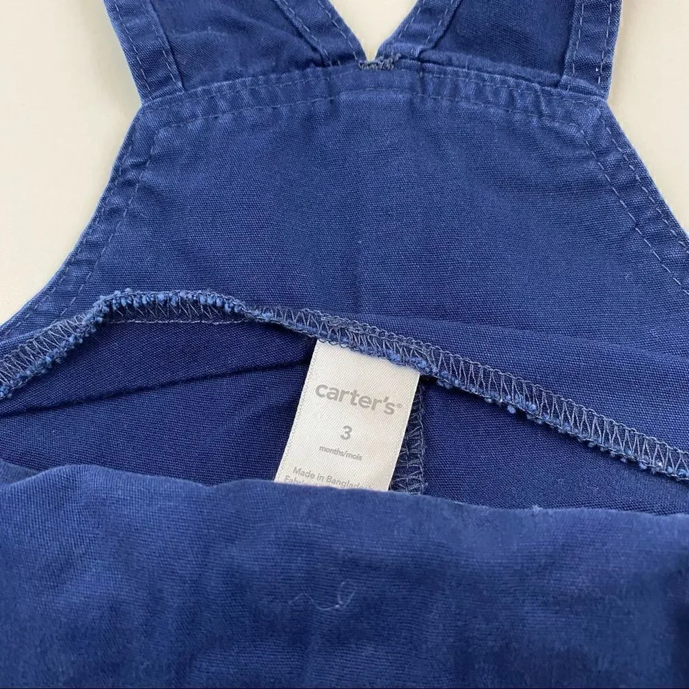 Carter's navy blue 100% cotton shorteralls overalls unisex 3 monts
